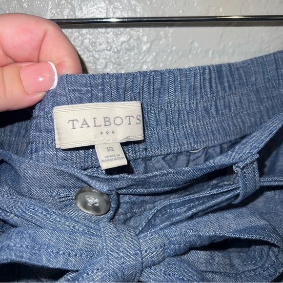 Talbots Denim Color Flowy Cropped Pants W/ Elastic Wais - Picture 4 of 7